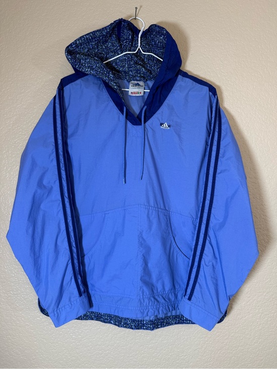 adidas Jackets & Blazers - Vintage Adidas Windbreaker three stripes blue Zip Hood Size Women’s Large